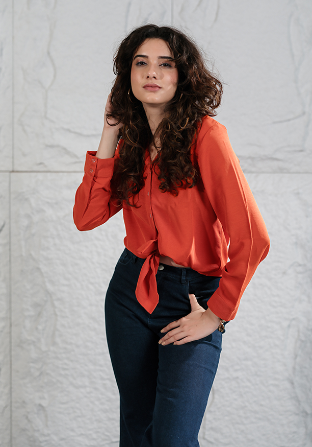 SIENNA ORANGE LONG SLEEVE BLOUSE 